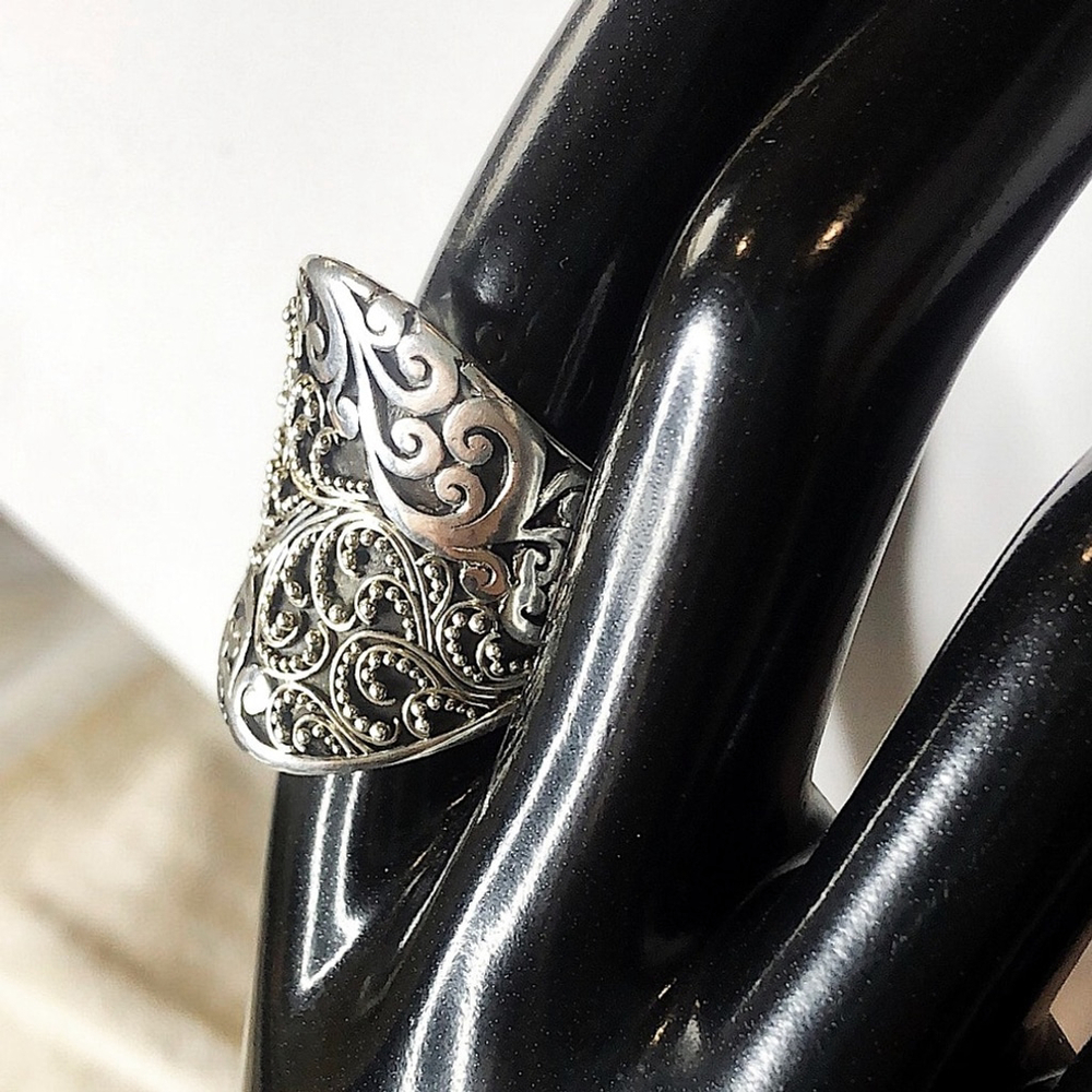 LOIS HILL Sterling Silver Oxidized Cigar Band Ring Granulated Cutout Design NWT - Picture 17 of 17